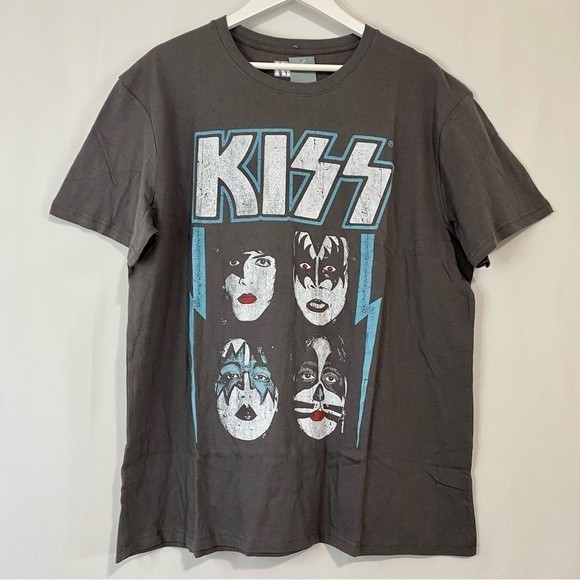 Kiss Tops Kiss Womens Graphic Band Tee Casual Plus Size Grey Size